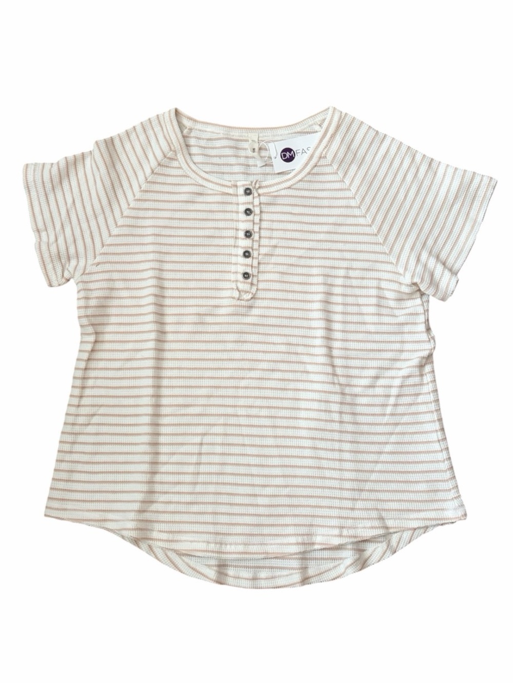Wishlist Remember Me Cream Striped Waffle Knit Top